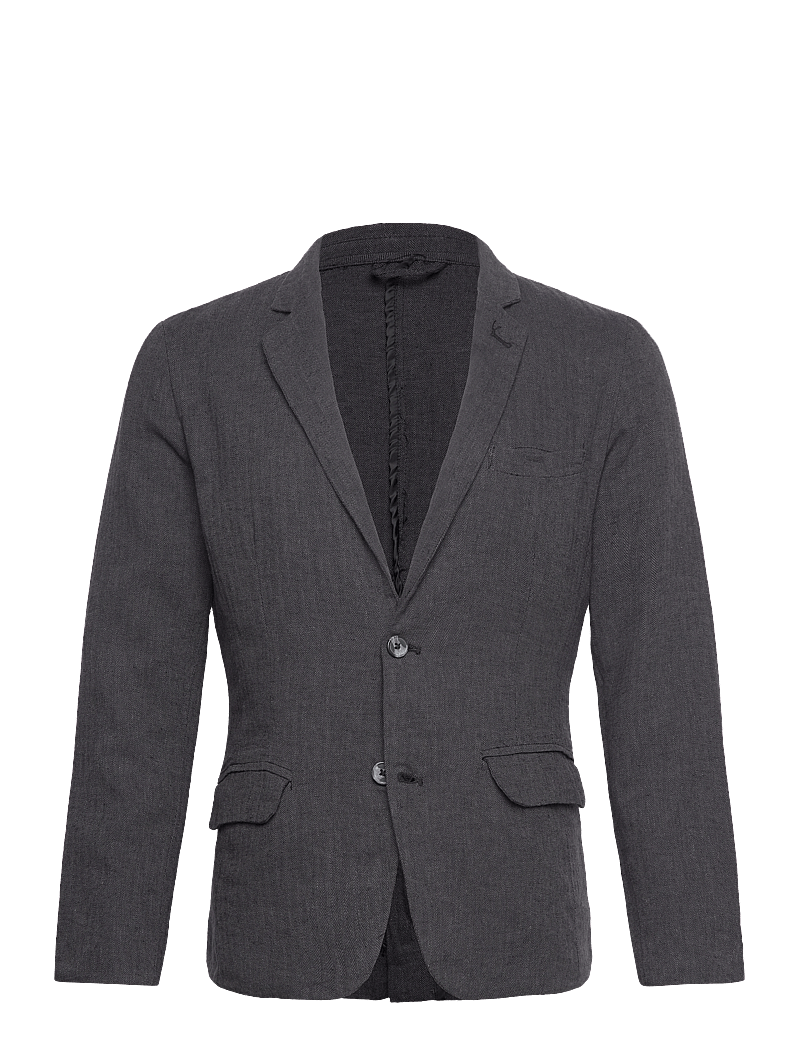 Lindbergh - Cotton linen blazer - enkelknäppta kavajer - black - 0