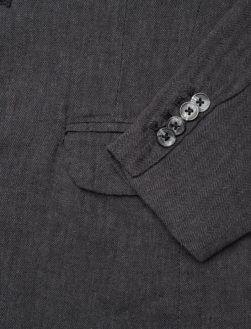 Lindbergh - Cotton linen blazer - enkelknäppta kavajer - black - 3