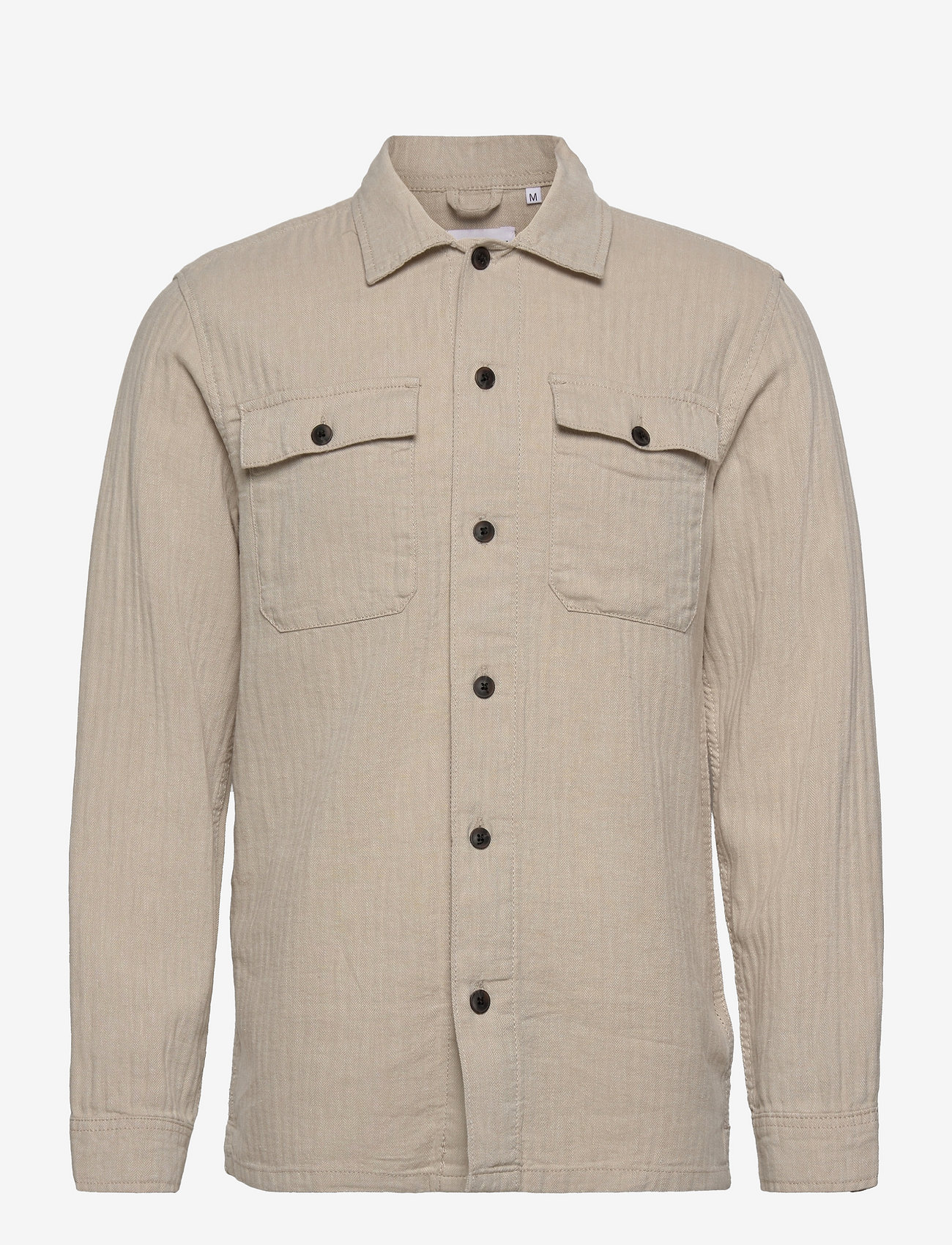 Lindbergh - Cotton linen overshirt L/S - heren - lt stone - 0
