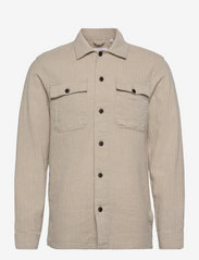 Lindbergh - Cotton linen overshirt L/S - menn - lt stone - 0
