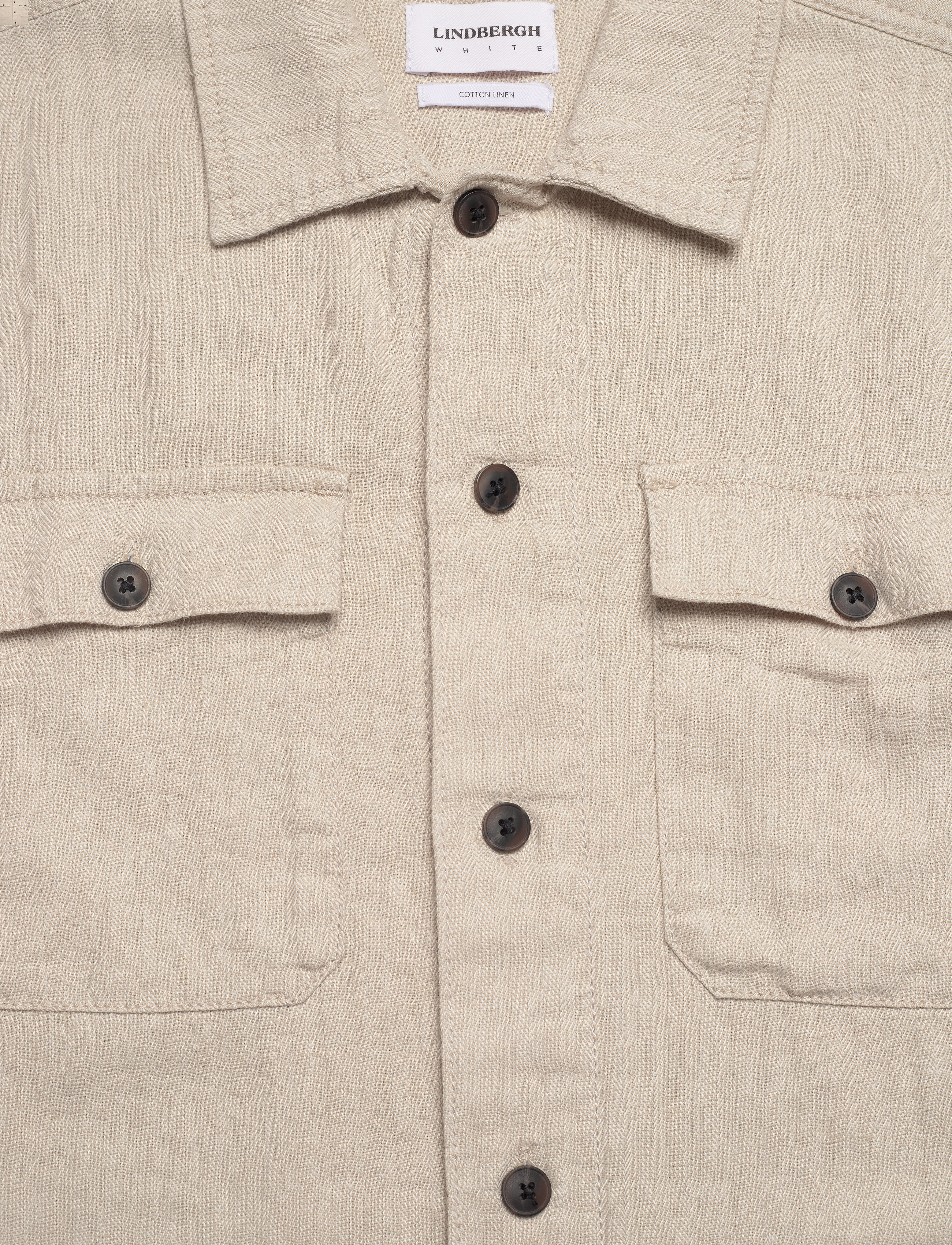 Lindbergh - Cotton linen overshirts L/S - män - lt stone - 4