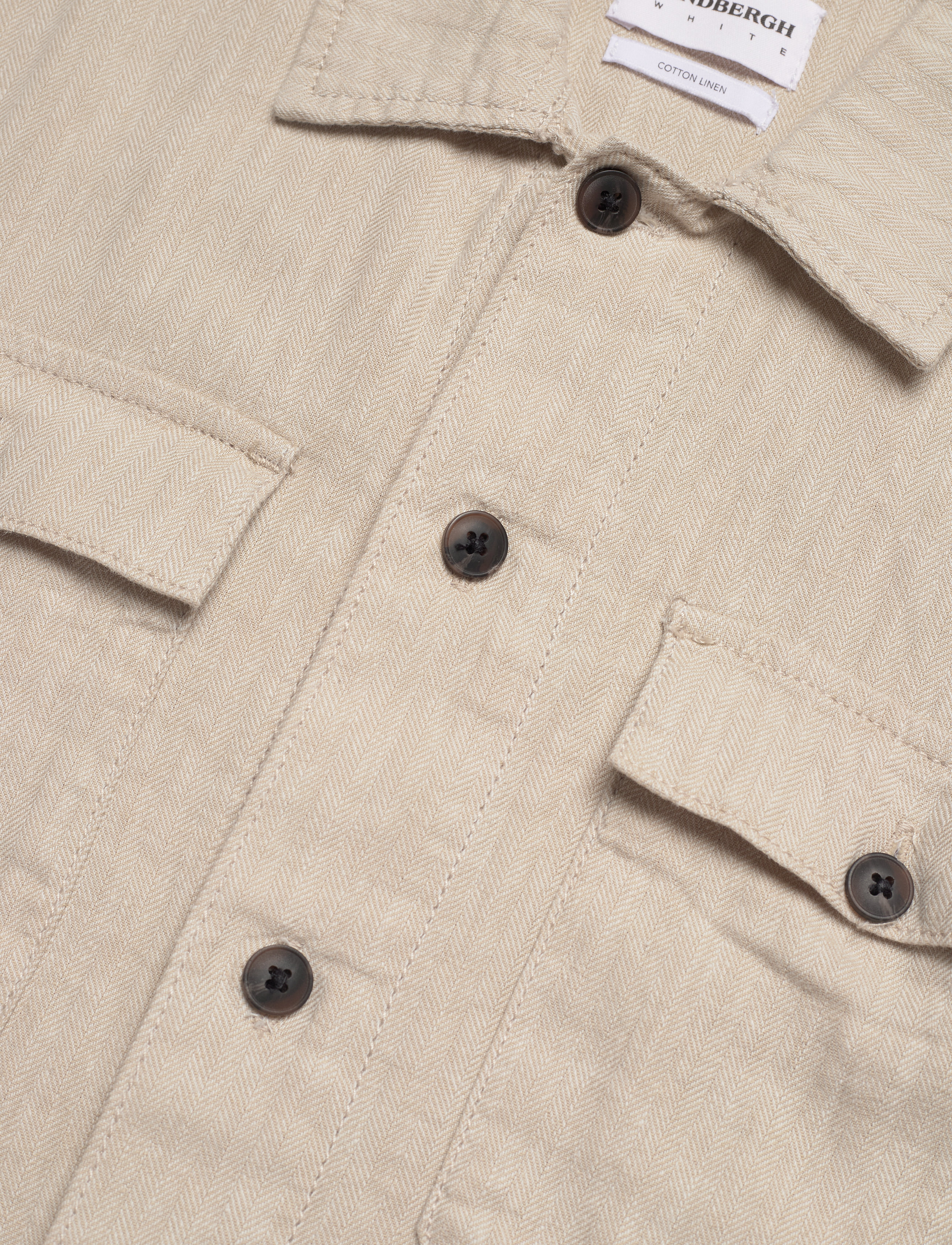 Lindbergh - Cotton linen overshirts L/S - män - lt stone - 5