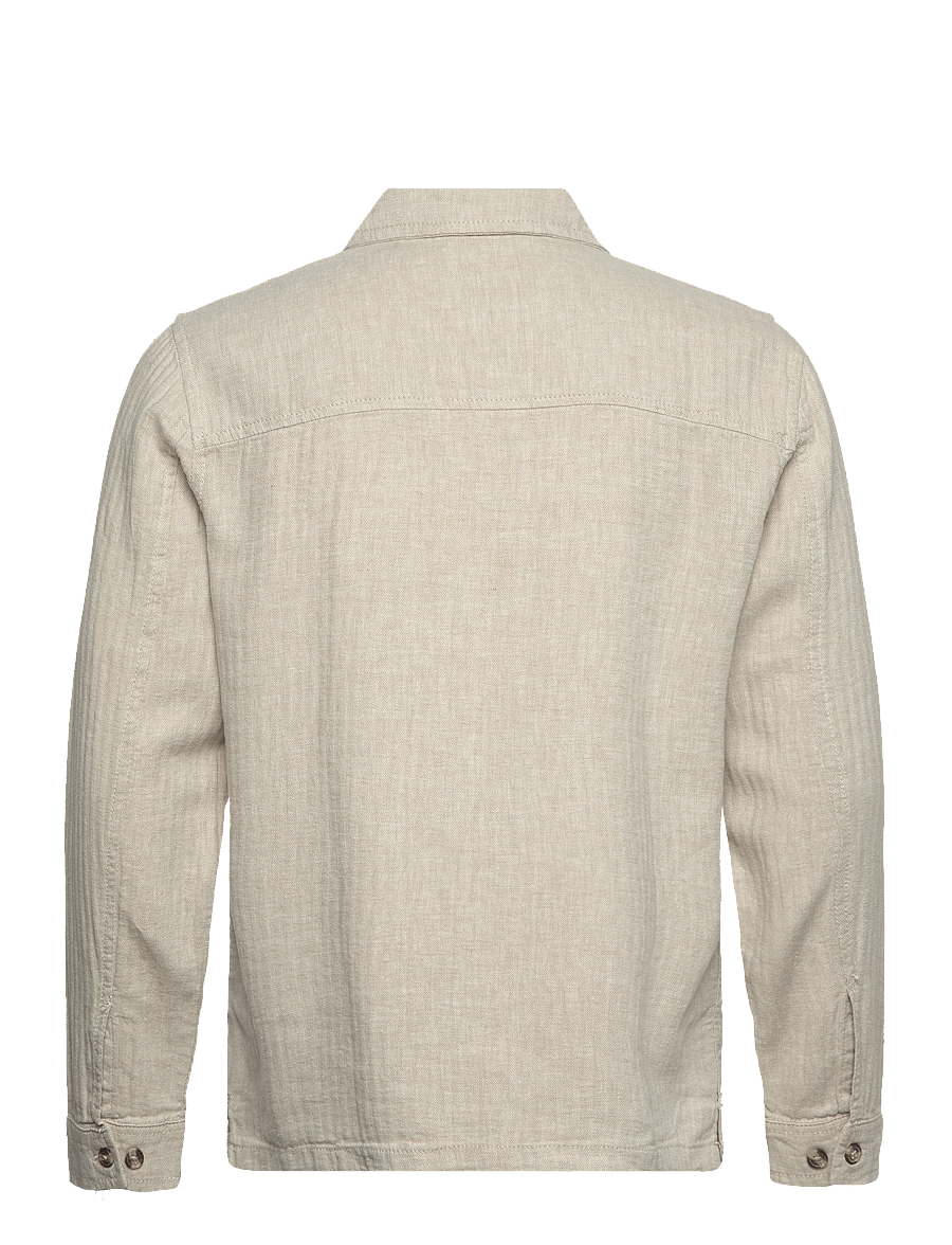 Lindbergh - Cotton linen overshirts L/S - kollektioner - lt stone - 2