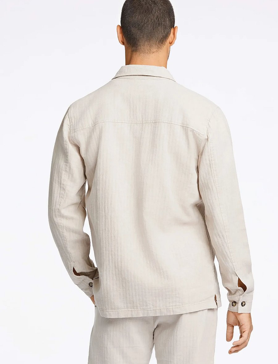 Lindbergh - Cotton linen overshirts L/S - kollektioner - lt stone - 4
