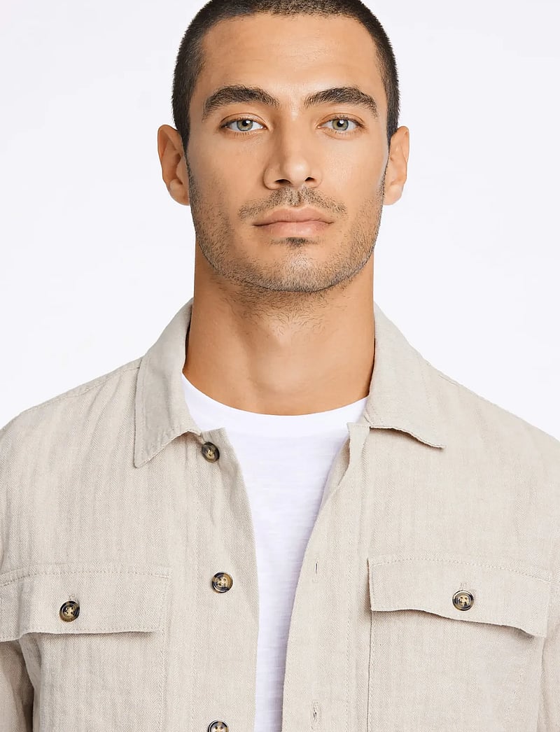 Lindbergh - Cotton linen overshirts L/S - kollektionen - lt stone - 5