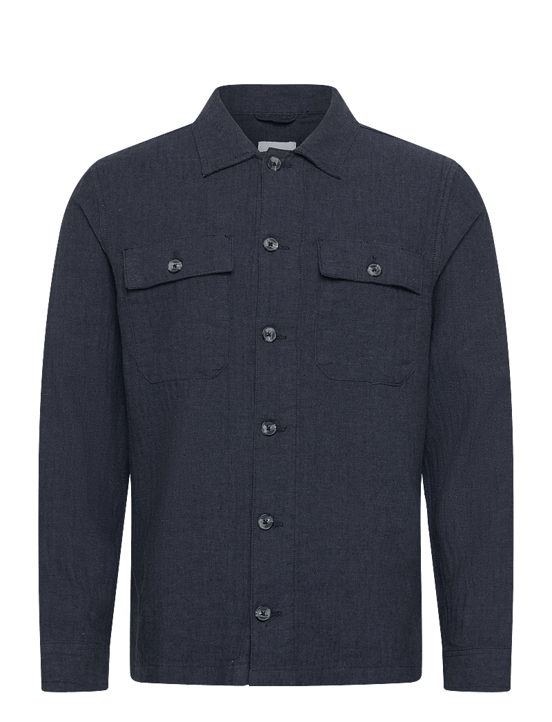 Lindbergh - Cotton linen overshirts L/S - kollektsioonid - navy - 1