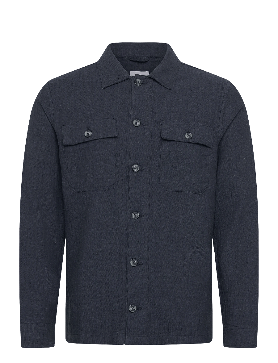 Lindbergh - Cotton linen overshirts L/S - kollektioner - navy - 1