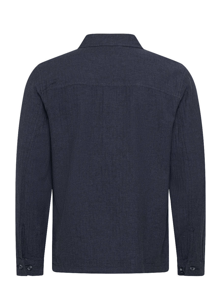 Lindbergh - Cotton linen overshirts L/S - kollektioner - navy - 2