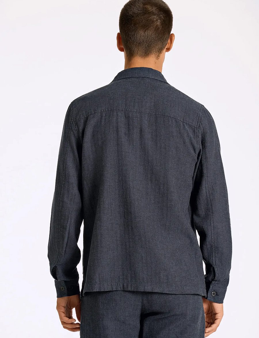 Lindbergh - Cotton linen overshirts L/S - kollektioner - navy - 4