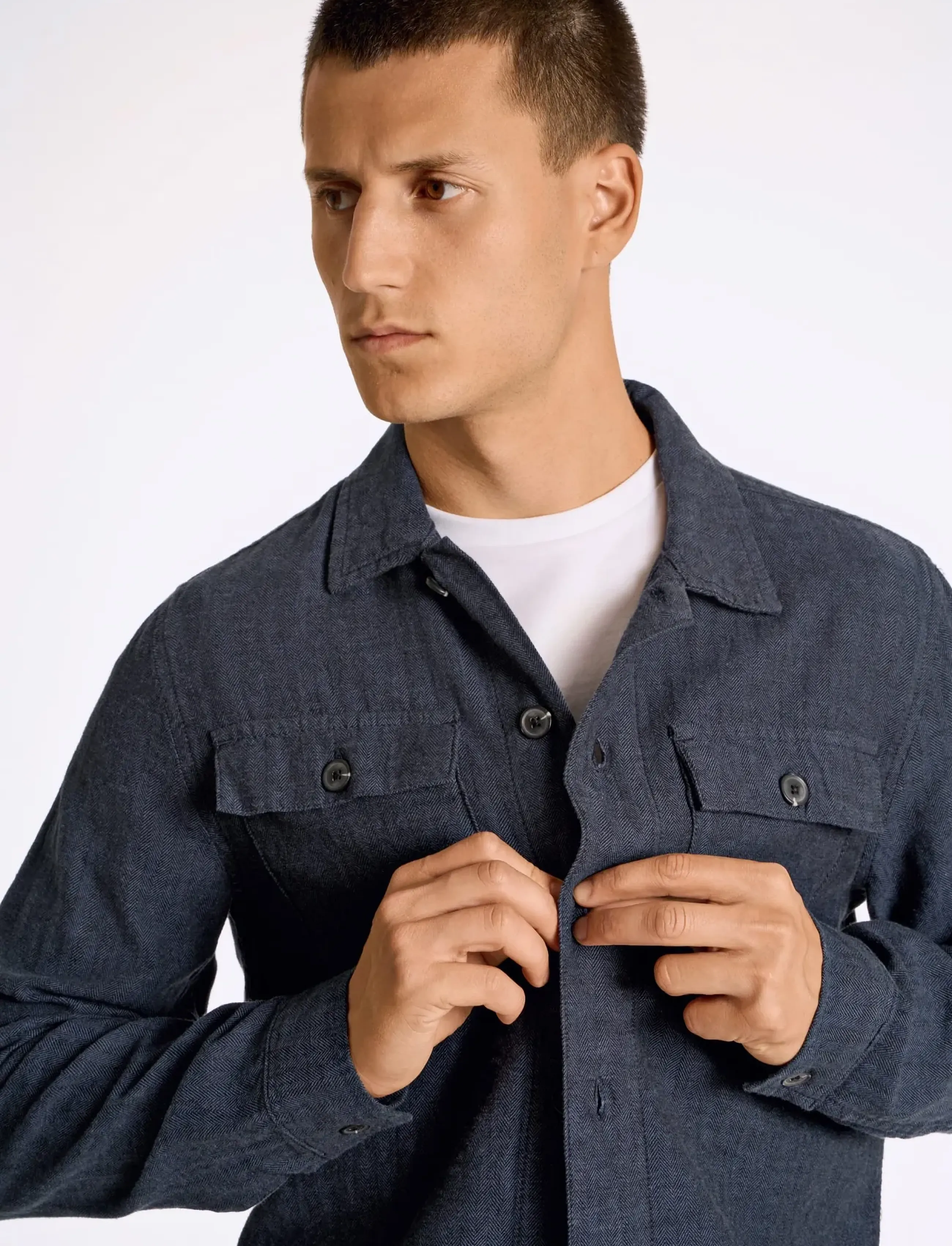 Lindbergh - Cotton linen overshirts L/S - kollektioner - navy - 5