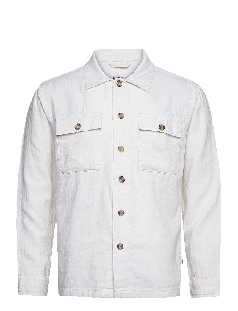 Lindbergh - Cotton linen overshirts L/S - Ühe rinnatisega pintsakud - optical white - 0