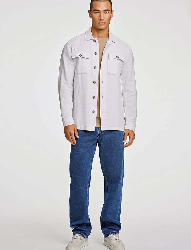 Lindbergh - Cotton linen overshirts L/S - single breasted blazers - optical white - 0