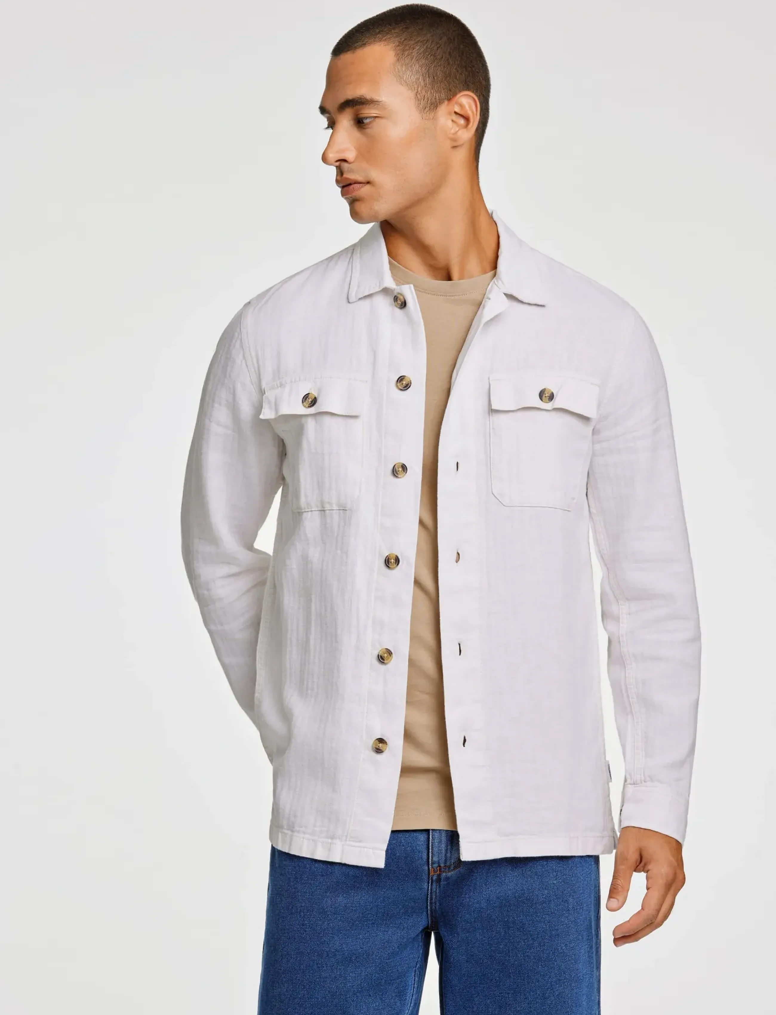 Cotton Linen Overshirts L/S 2