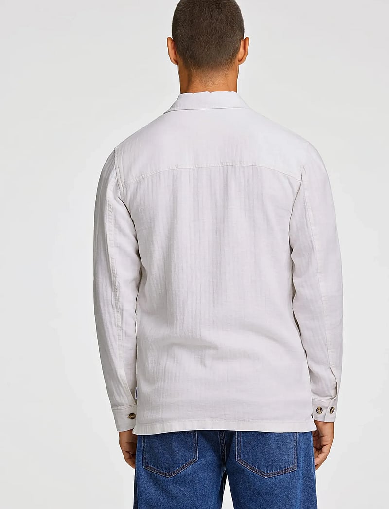 Lindbergh - Cotton linen overshirts L/S - single breasted blazers - optical white - 4