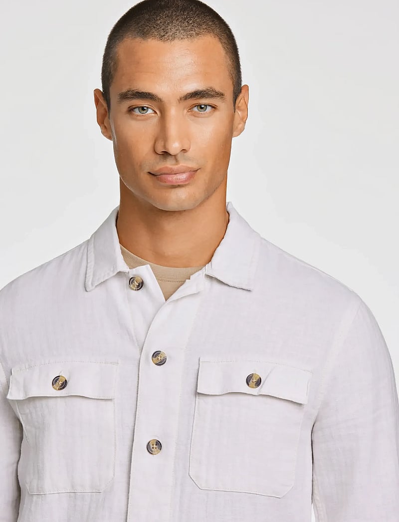 Lindbergh - Cotton linen overshirts L/S - single breasted blazers - optical white - 5