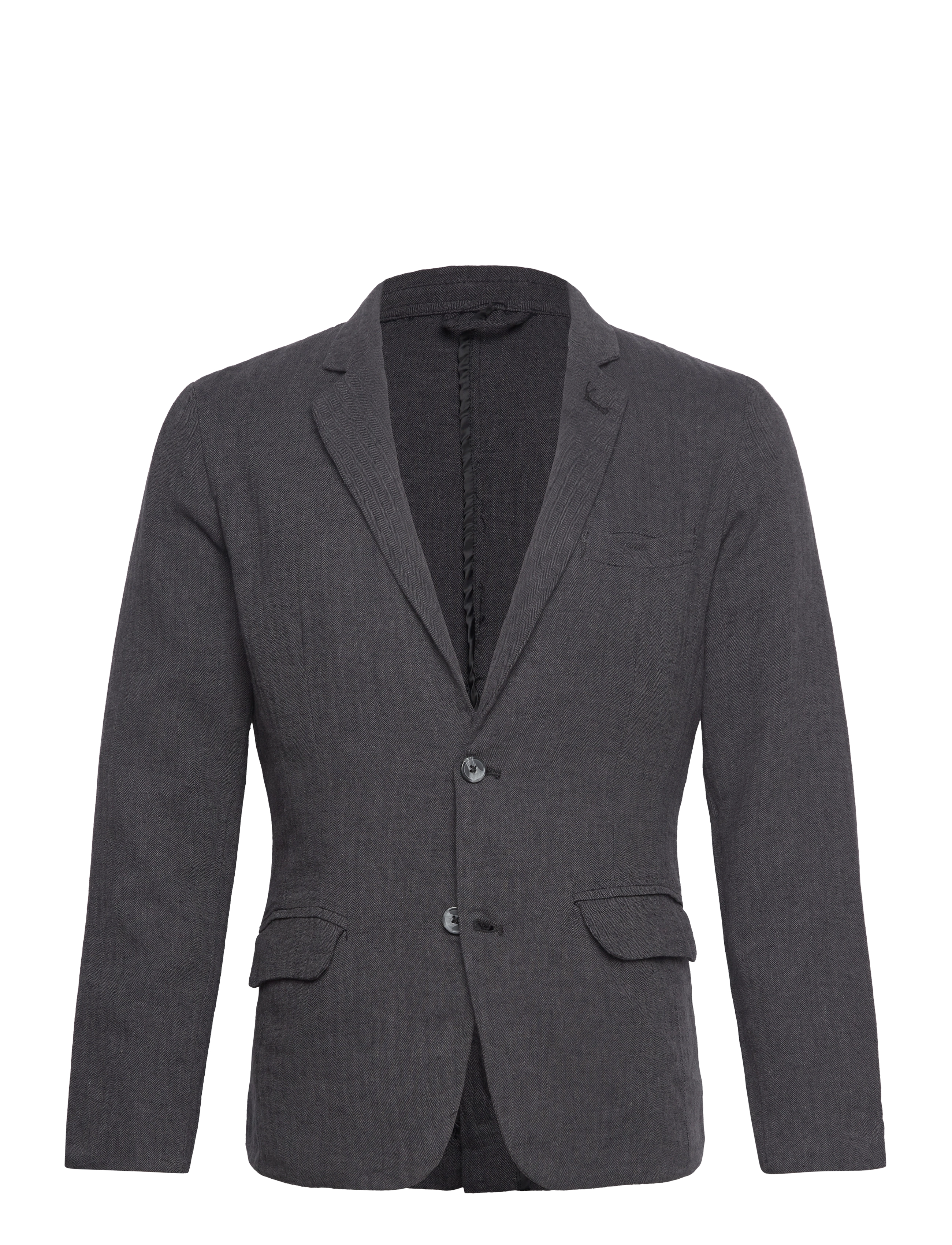 Lindbergh Cotton linen blazer - Jakkesæt & Blazere - BLACK / grey
