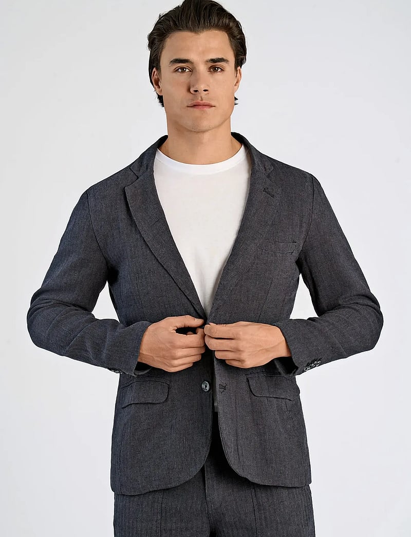 Lindbergh - Cotton linen blazer - einreiher - black - 3