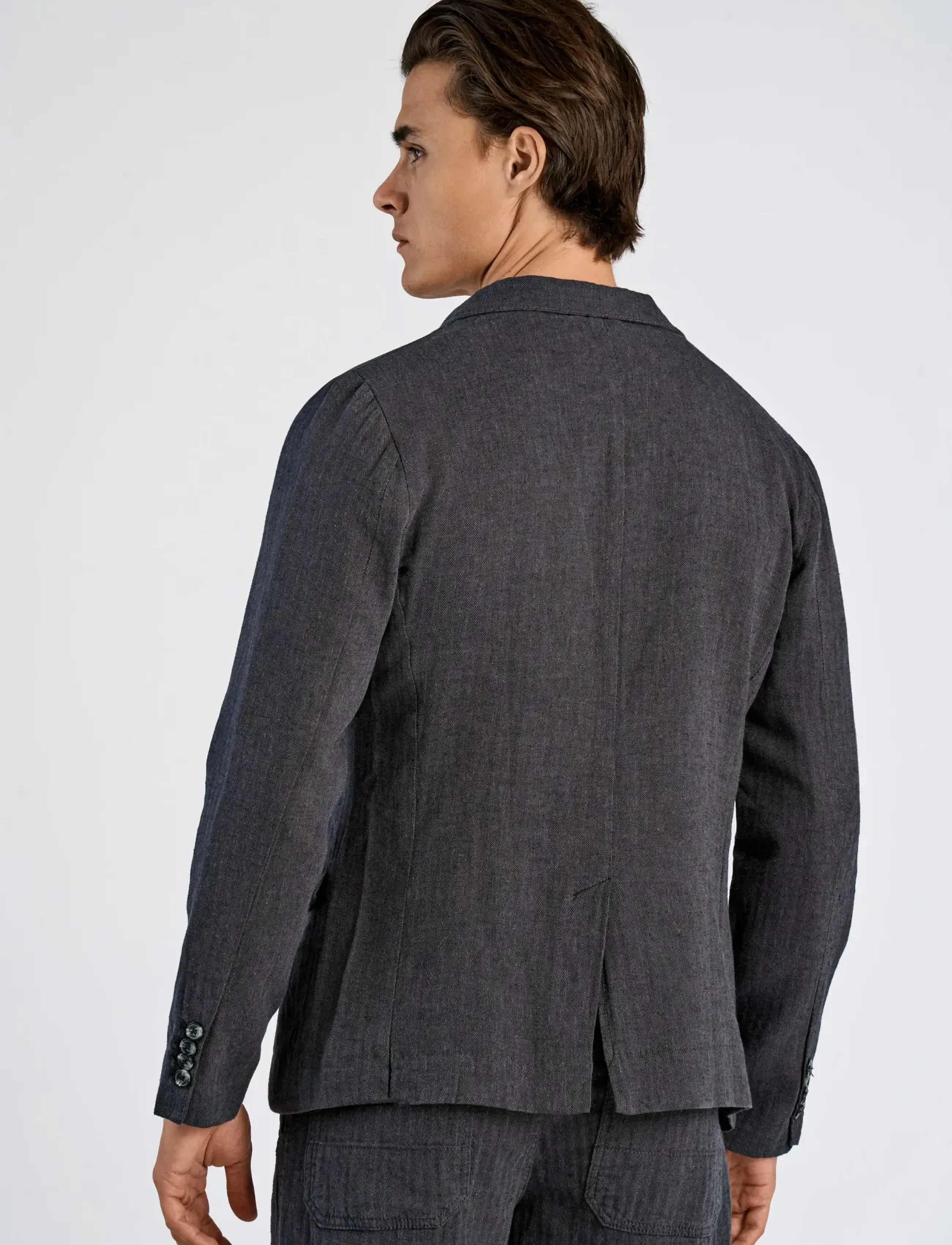 Lindbergh - Cotton linen blazer - enkelknäppta kavajer - black - 4