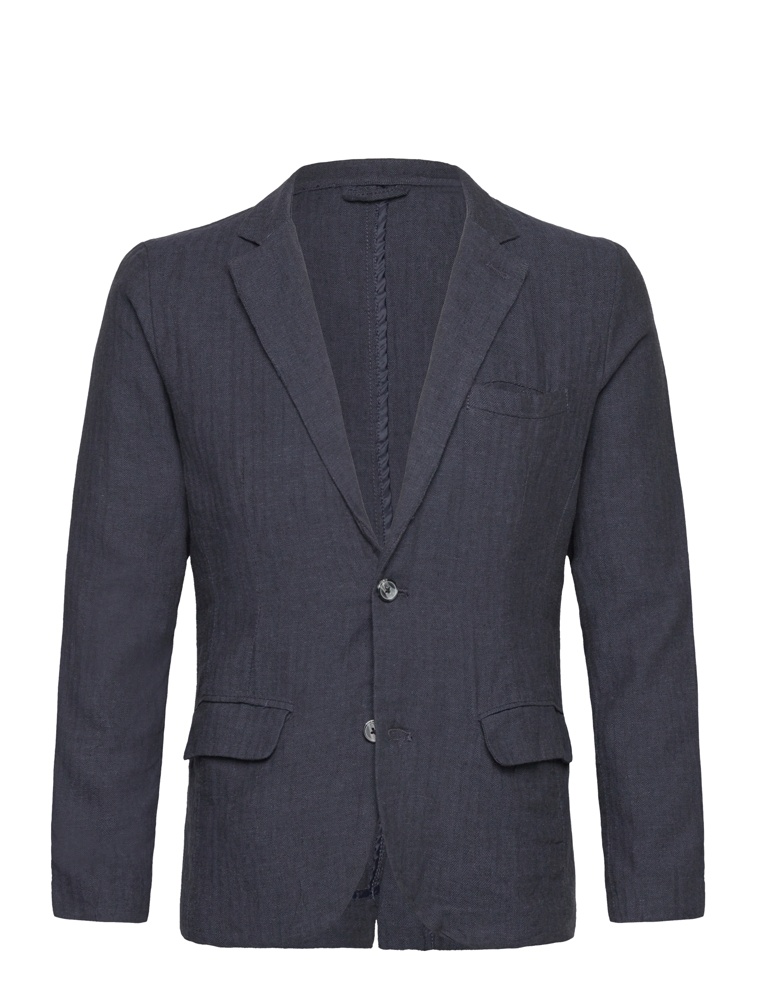 Lindbergh Cotton linen blazer - Tøj - NAVY / navy