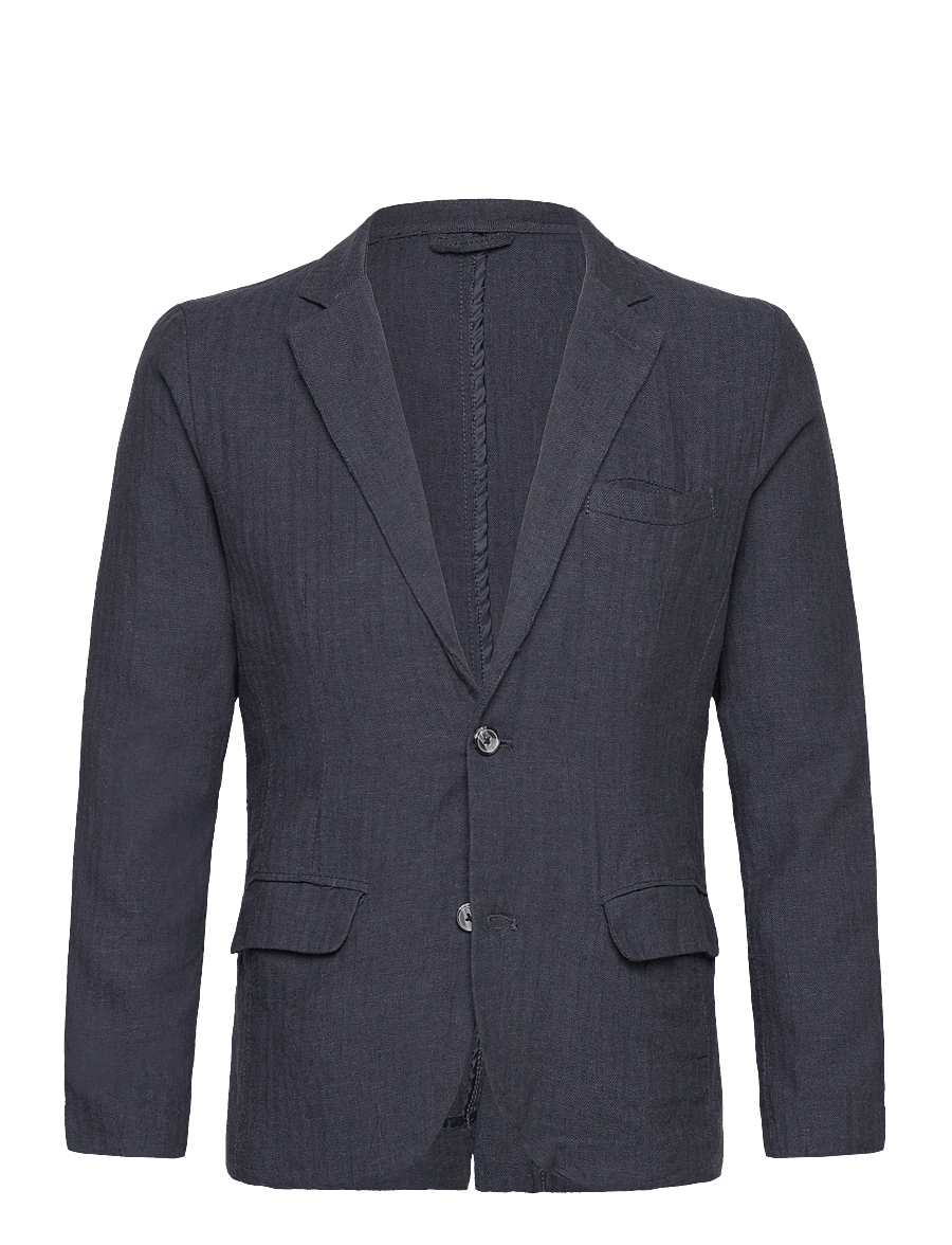 Lindbergh - Cotton linen blazer - enkelknäppta kavajer - navy - 1