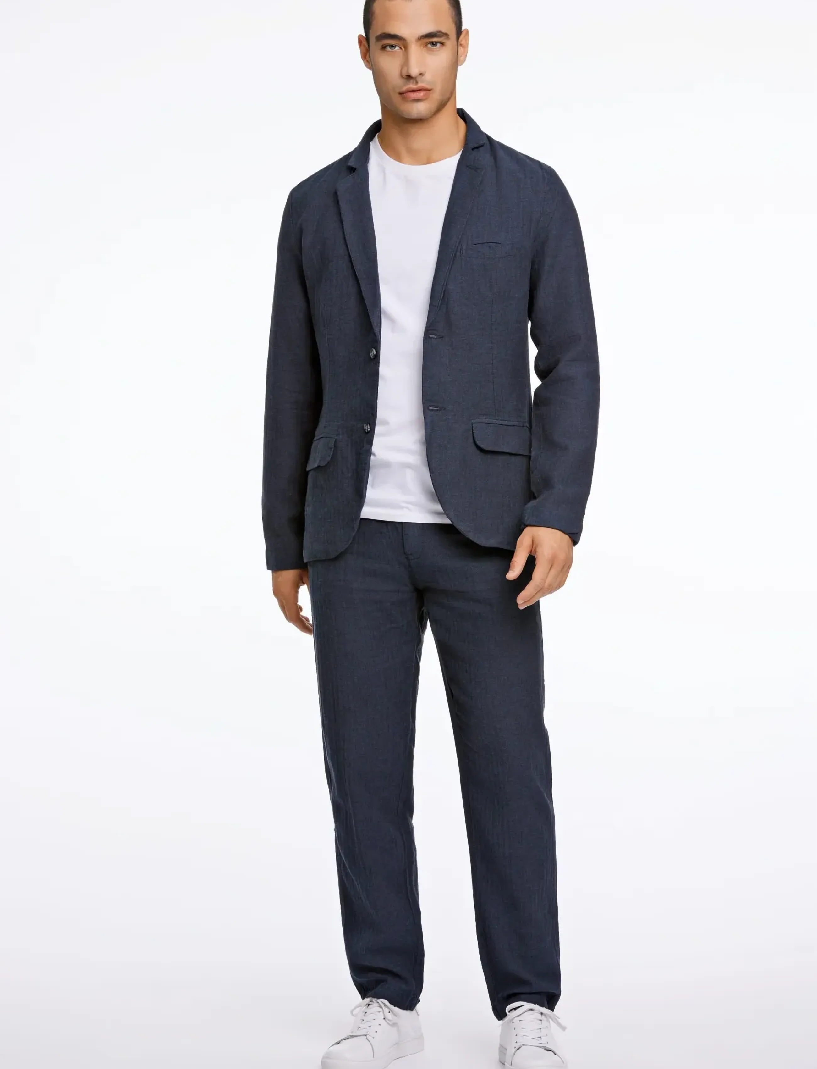 Lindbergh Cotton Linen Blazer, XXL, Navy, Blazere > Enkeltradede Blazere, Herre