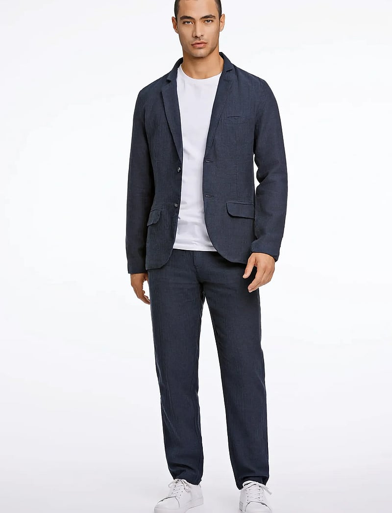 Lindbergh - Cotton linen blazer - marynarki jednorzędowe - navy - 0