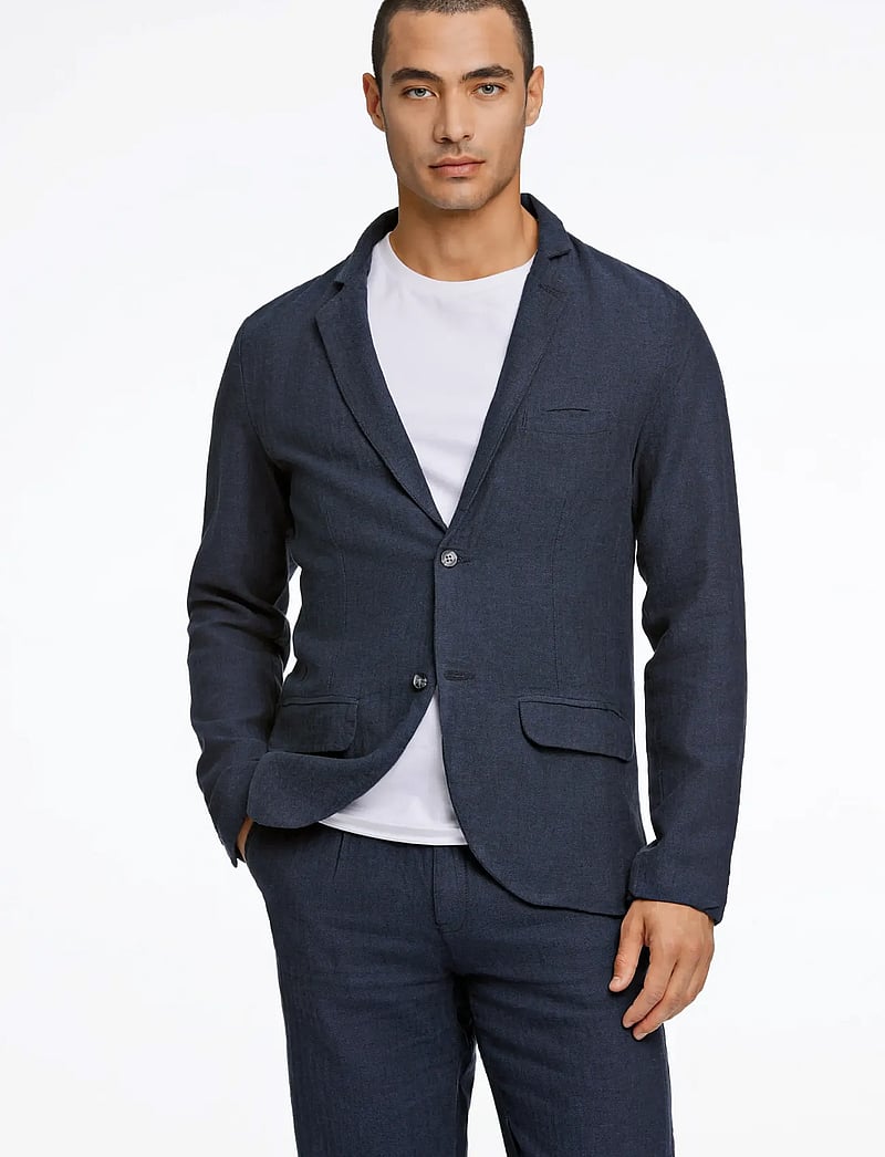 Lindbergh - Cotton linen blazer - marynarki jednorzędowe - navy - 3