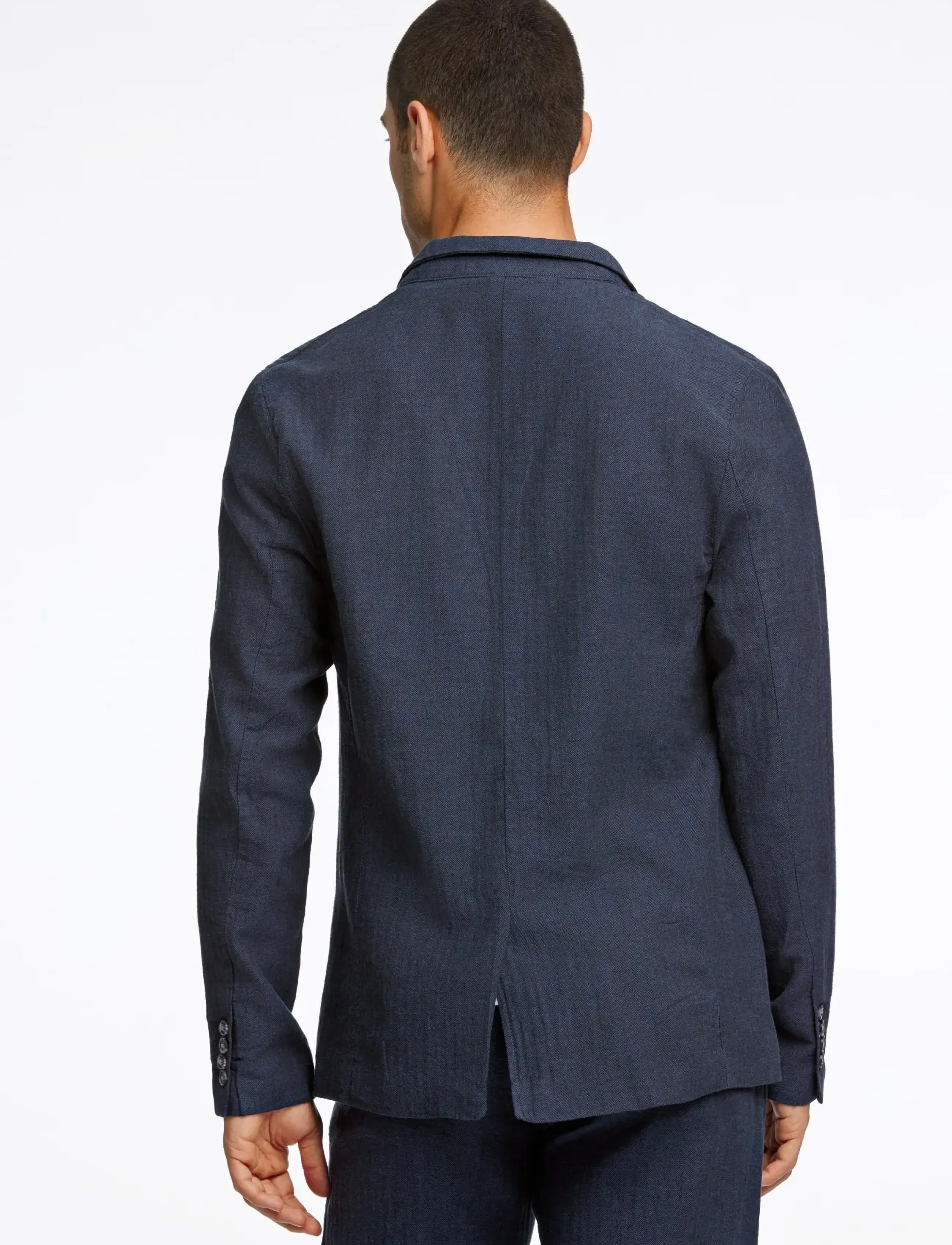 Lindbergh - Cotton linen blazer - single breasted blazers - navy - 4