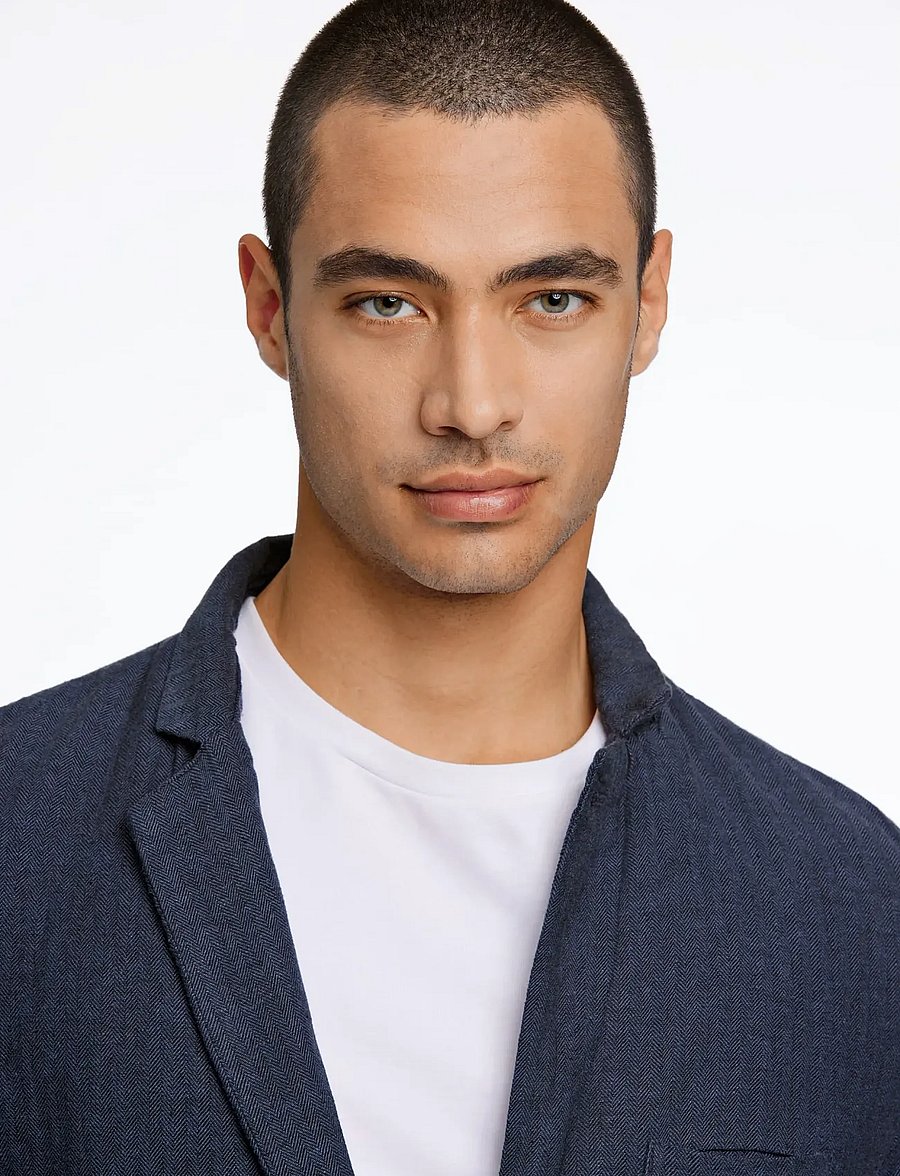 Lindbergh - Cotton linen blazer - enkelknäppta kavajer - navy - 5