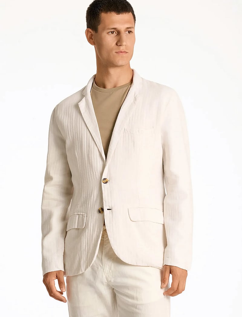 Lindbergh - Cotton linen blazer - enkelknäppta kavajer - optical white - 3