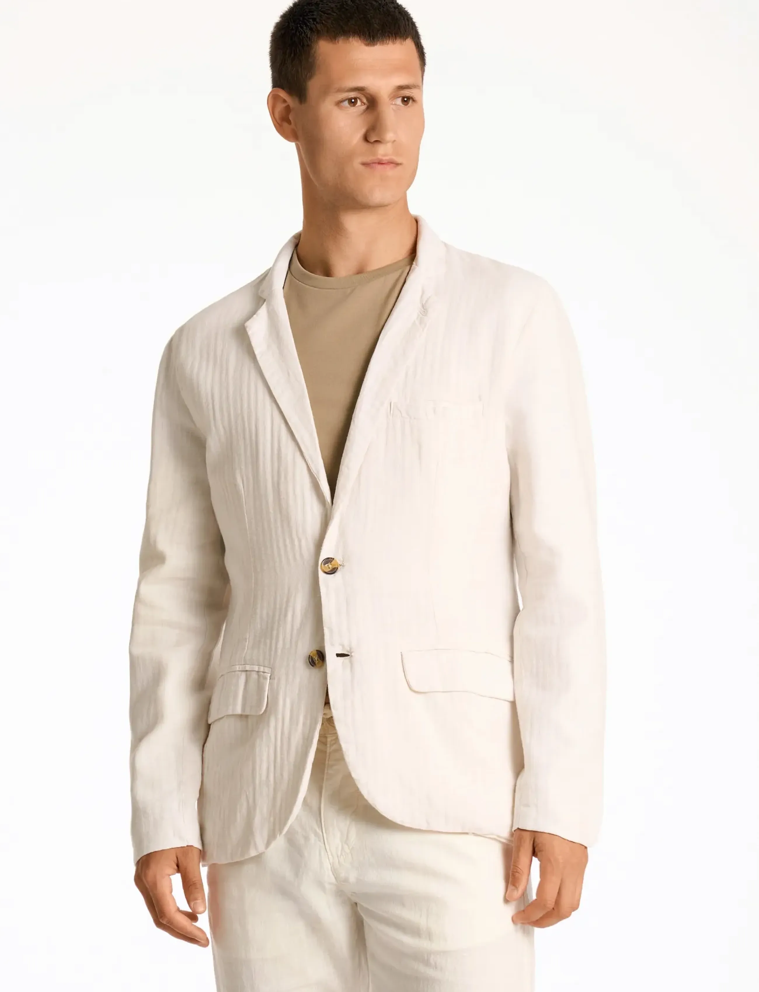 Lindbergh - Cotton linen blazer - single breasted blazers - optical white - 3