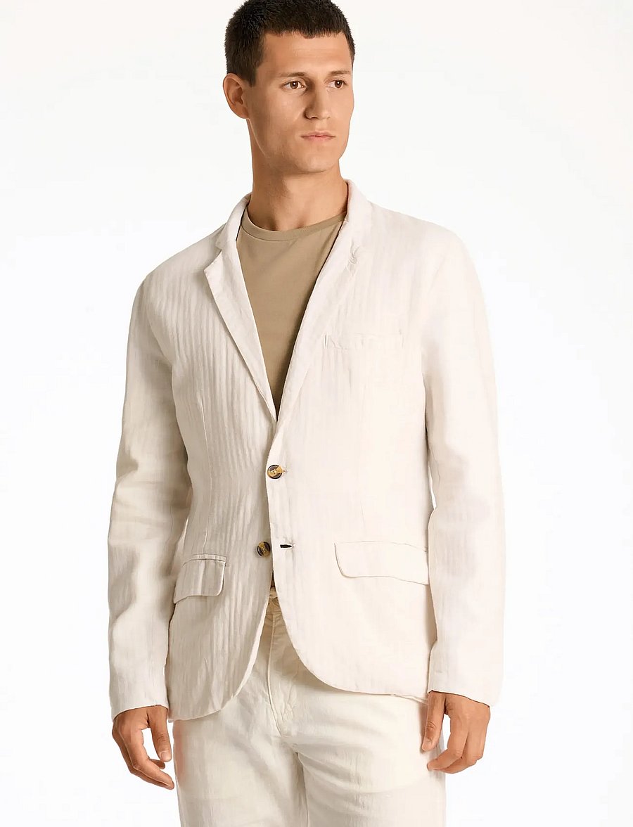 Lindbergh - Cotton linen blazer - enkelknäppta kavajer - optical white - 3