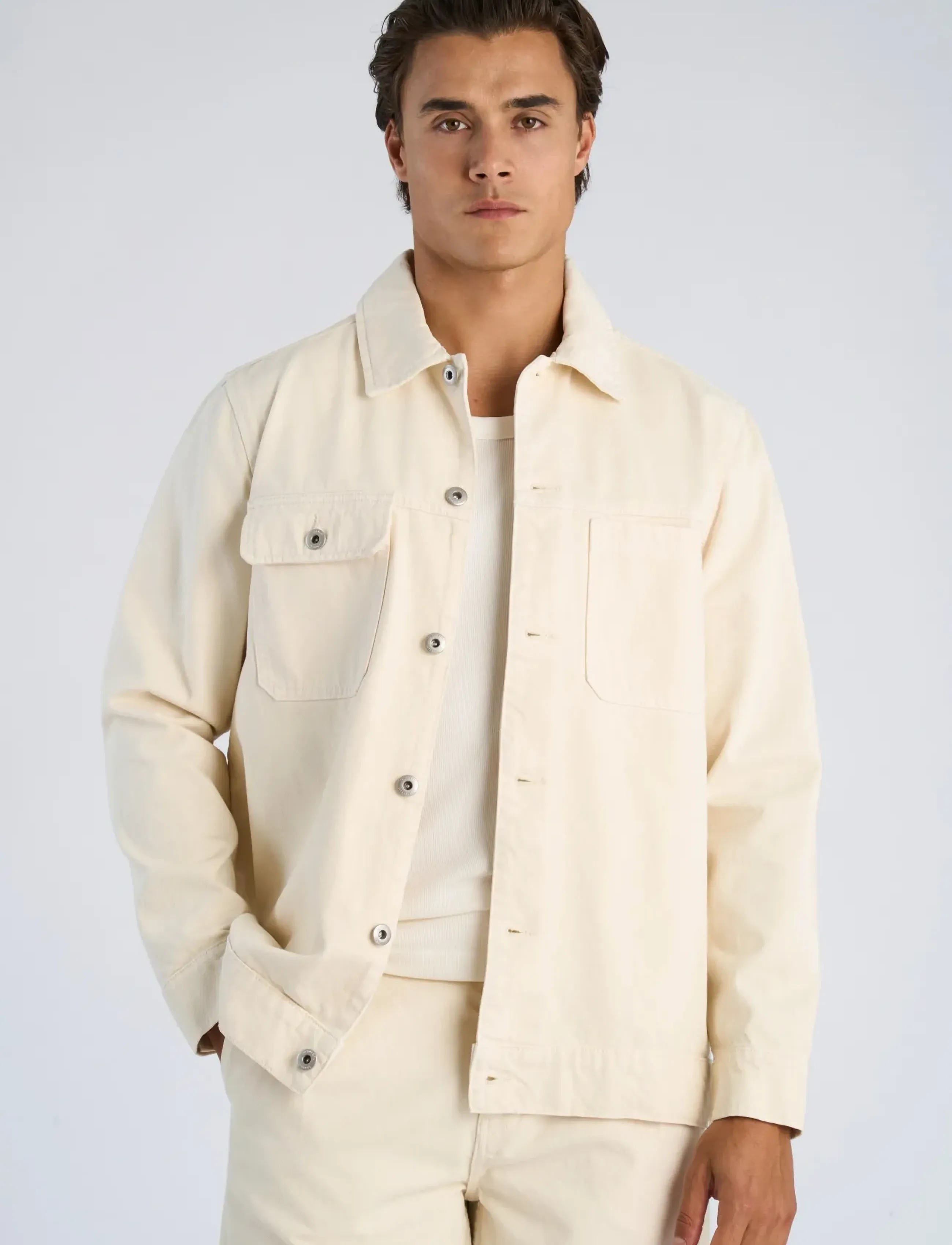Lindbergh - Colored denim overshirt - white denim - 3