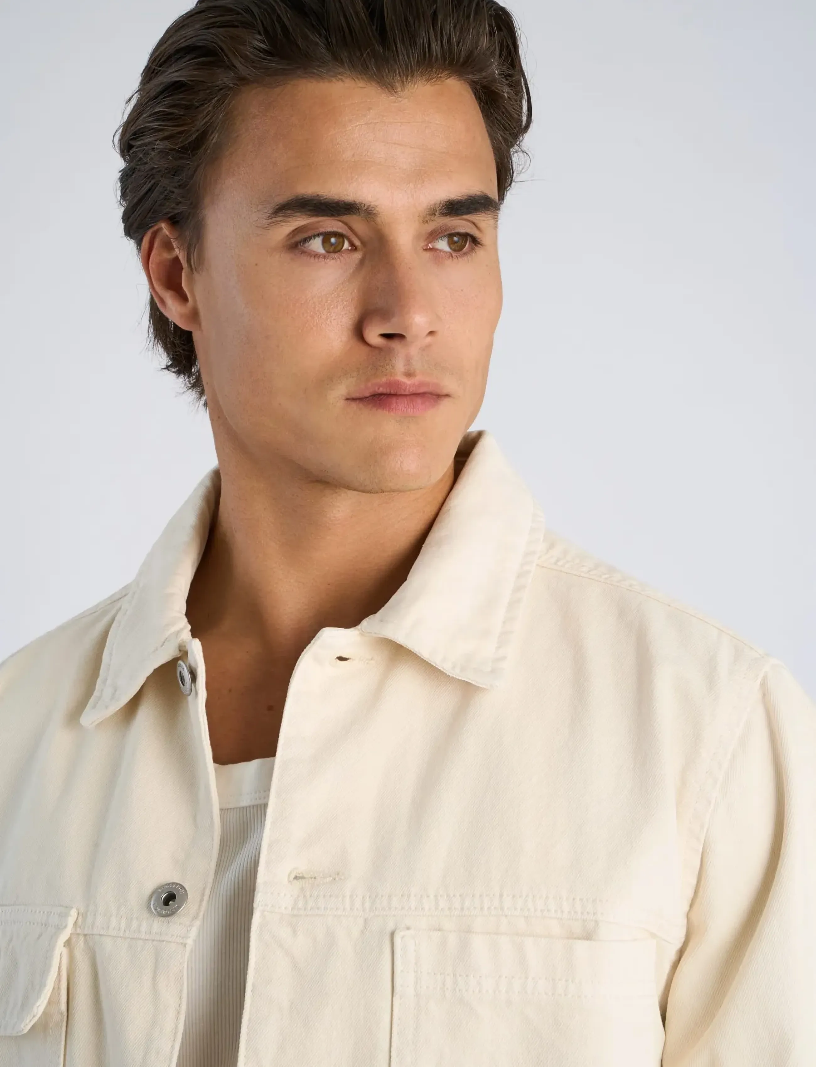 Lindbergh - Colored denim overshirt - white denim - 5
