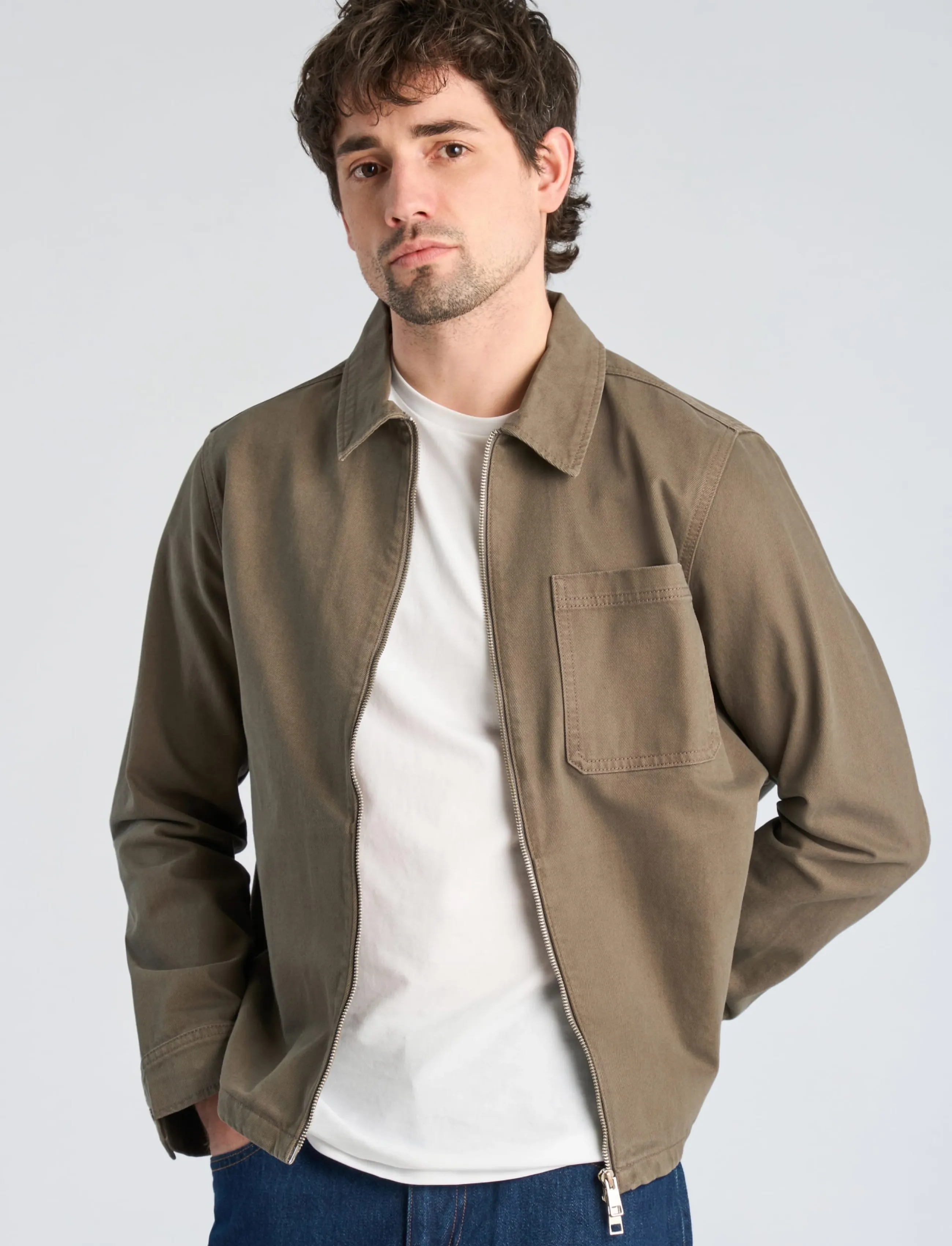 Lindbergh - Colored denim overshirt - dk stone - 3