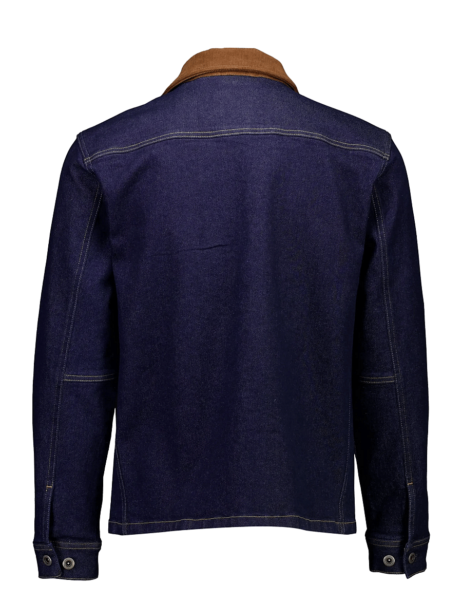 Lindbergh - Corduroy collar overshirt - indigo blue - 2