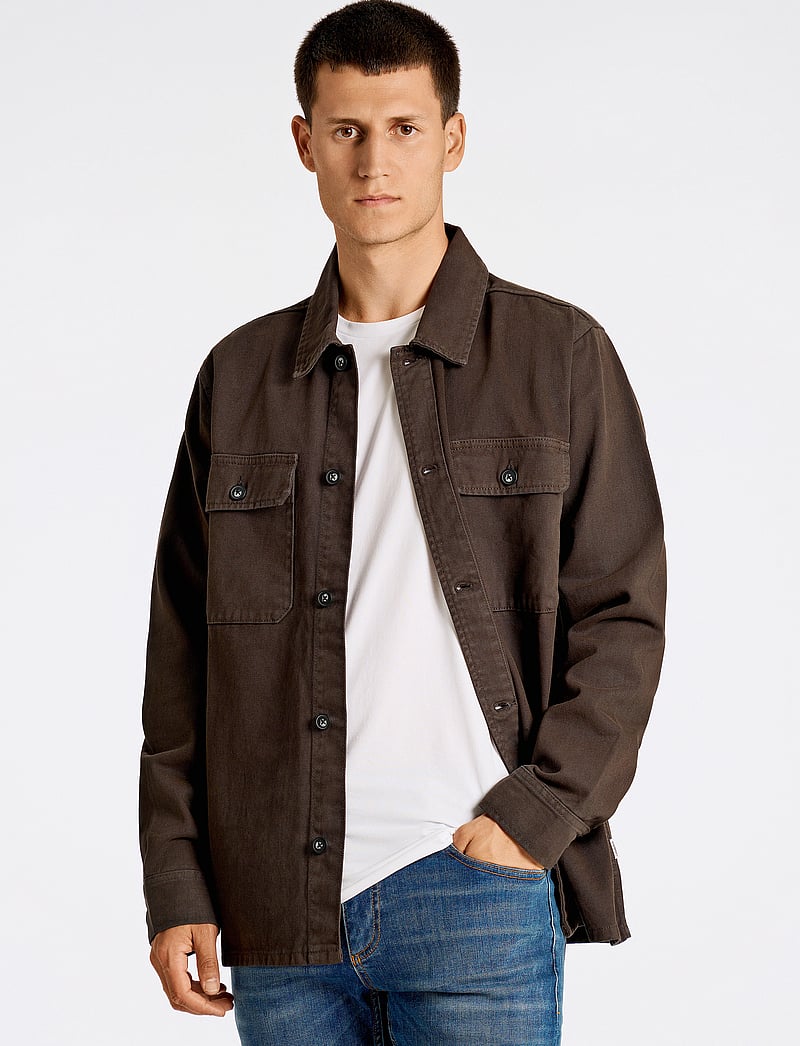 Lindbergh - Heavy twill overshirt - kollektionen - dusty black - 0