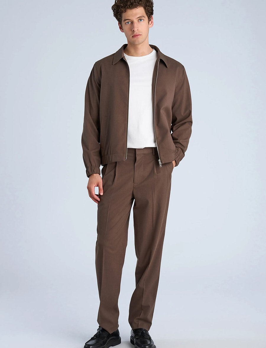 Lindbergh - Lt brushed zip jacket - höstjackor - brown mel - 0