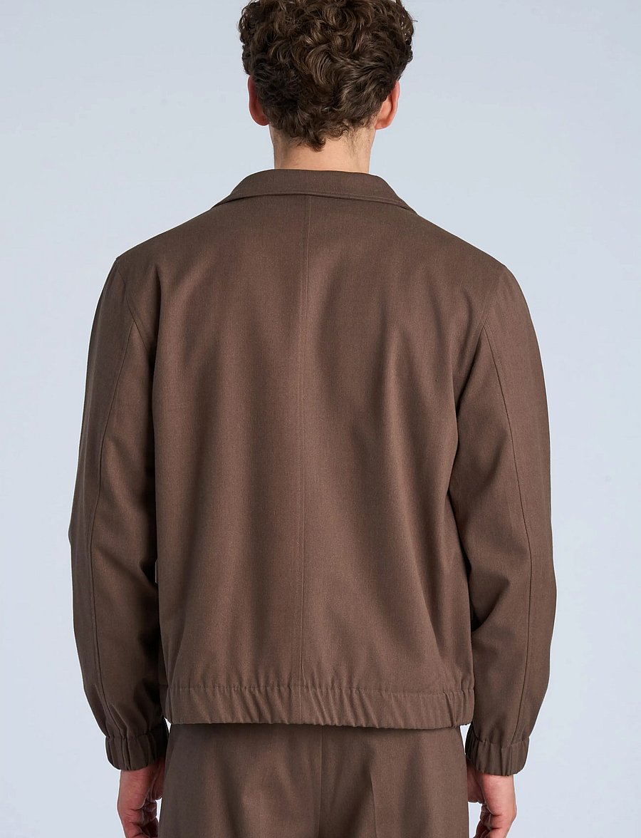 Lindbergh - Lt brushed zip jacket - höstjackor - brown mel - 4