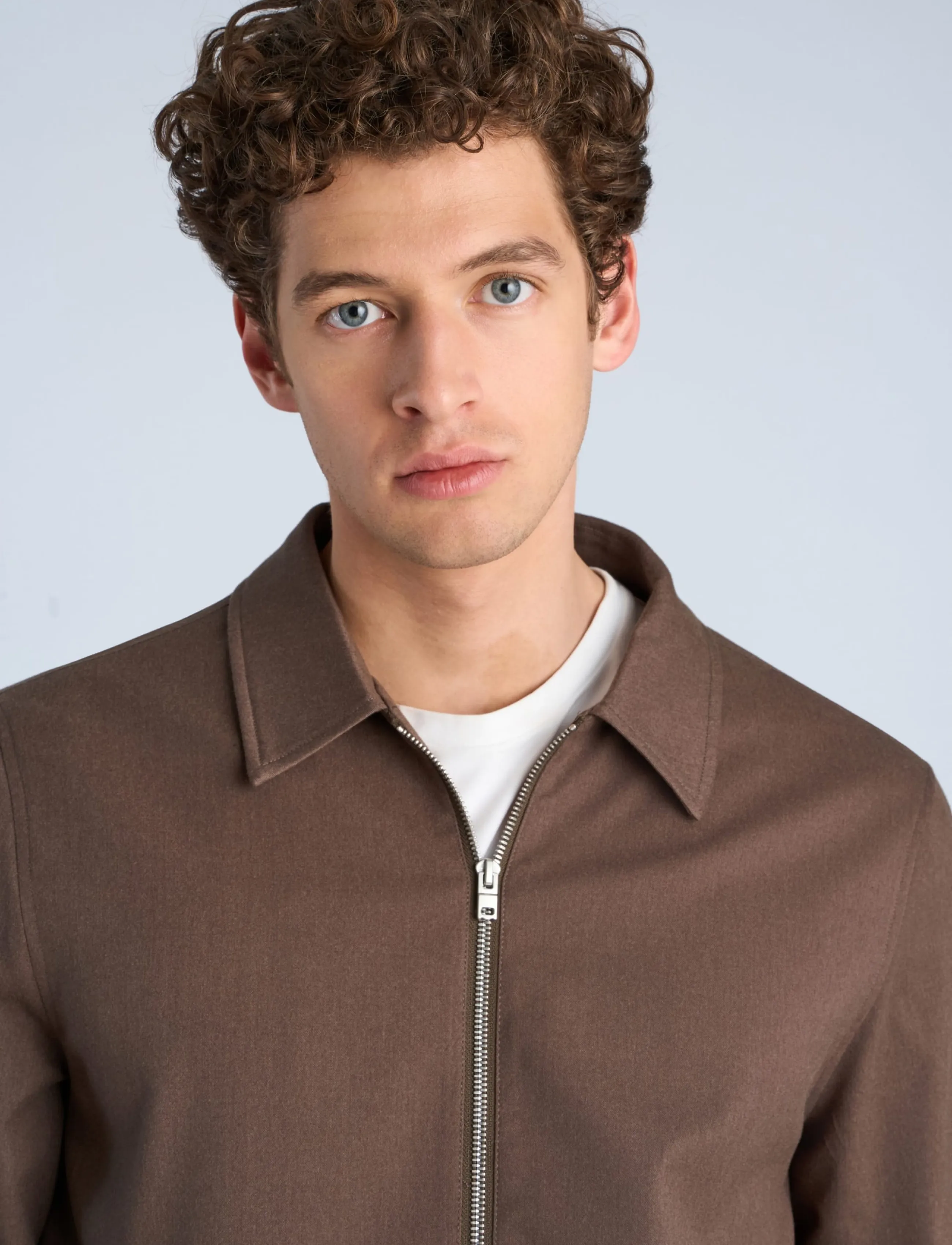 Lindbergh - Lt brushed zip jacket - brown mel - 5