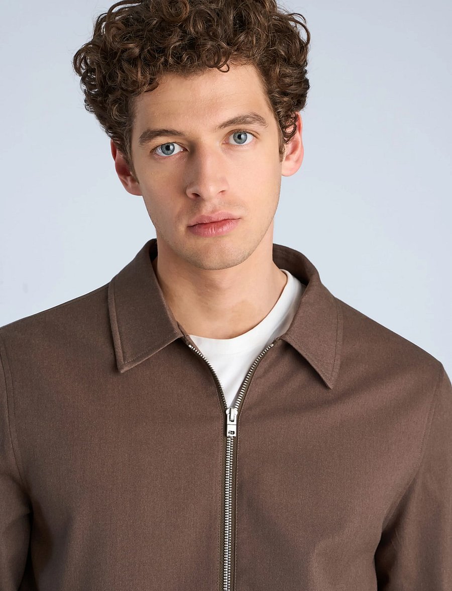 Lindbergh - Lt brushed zip jacket - höstjackor - brown mel - 5