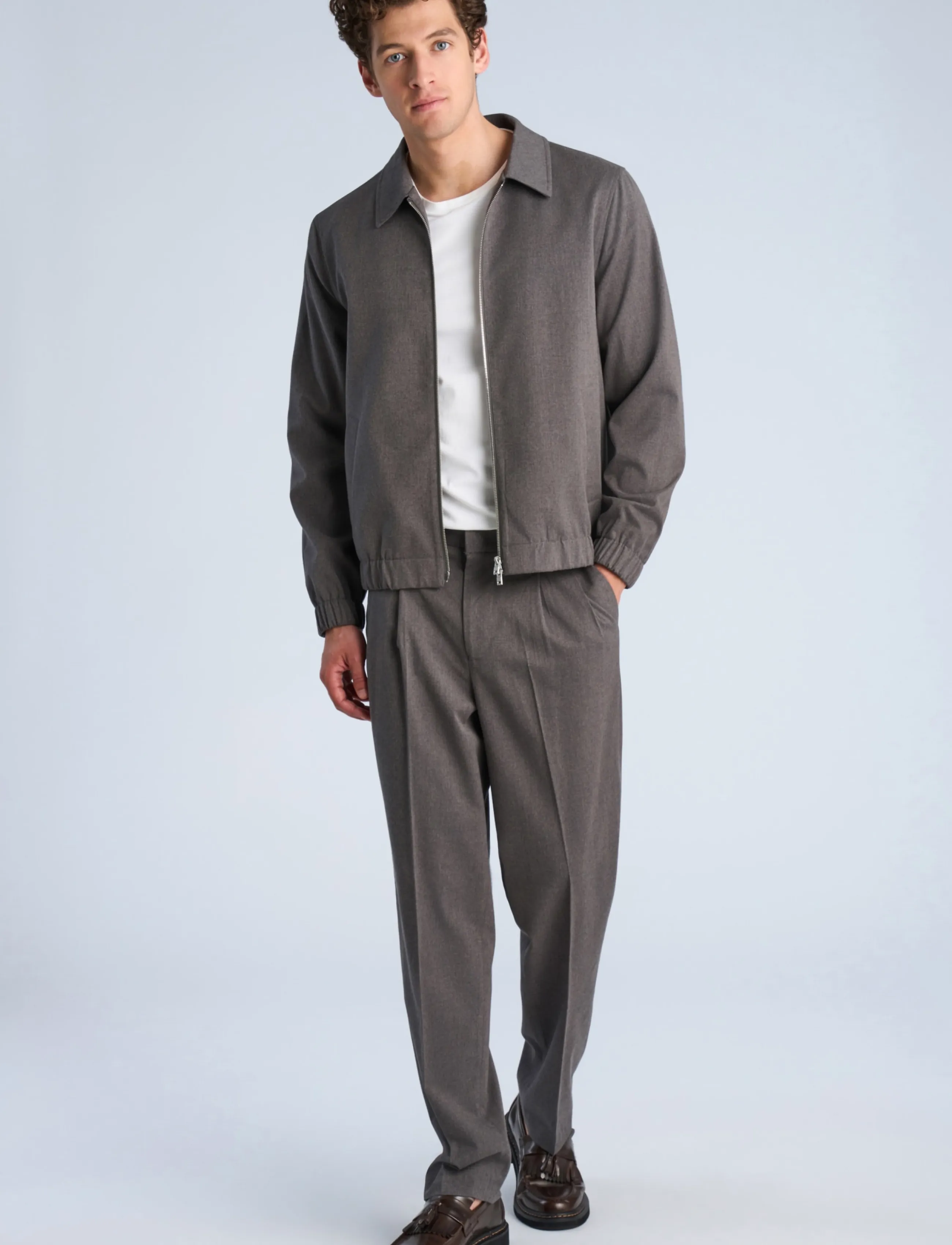 Lindbergh Lt brushed zip jacket - Nordisk stil - DK GREY MEL / grey