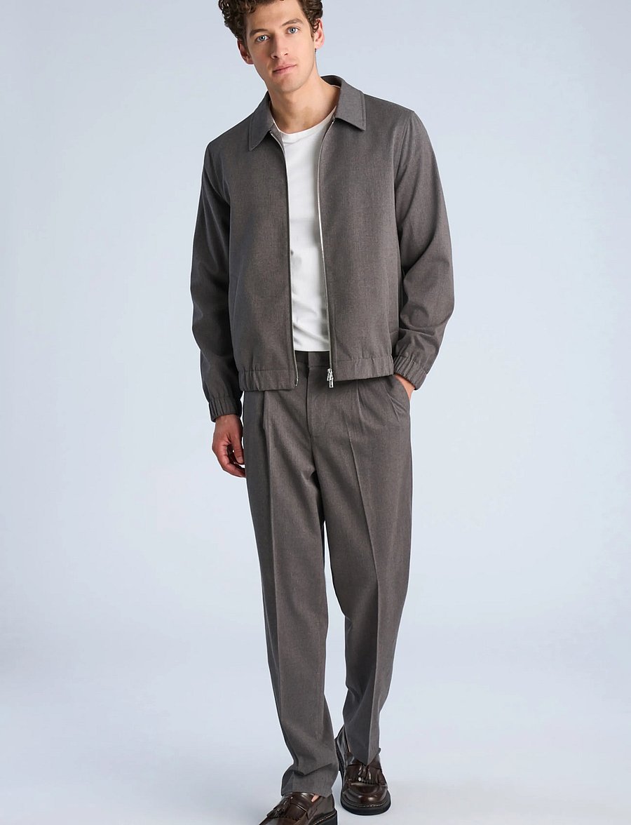 Lindbergh - Lt brushed zip jacket - fall jackets - dk grey mel - 0