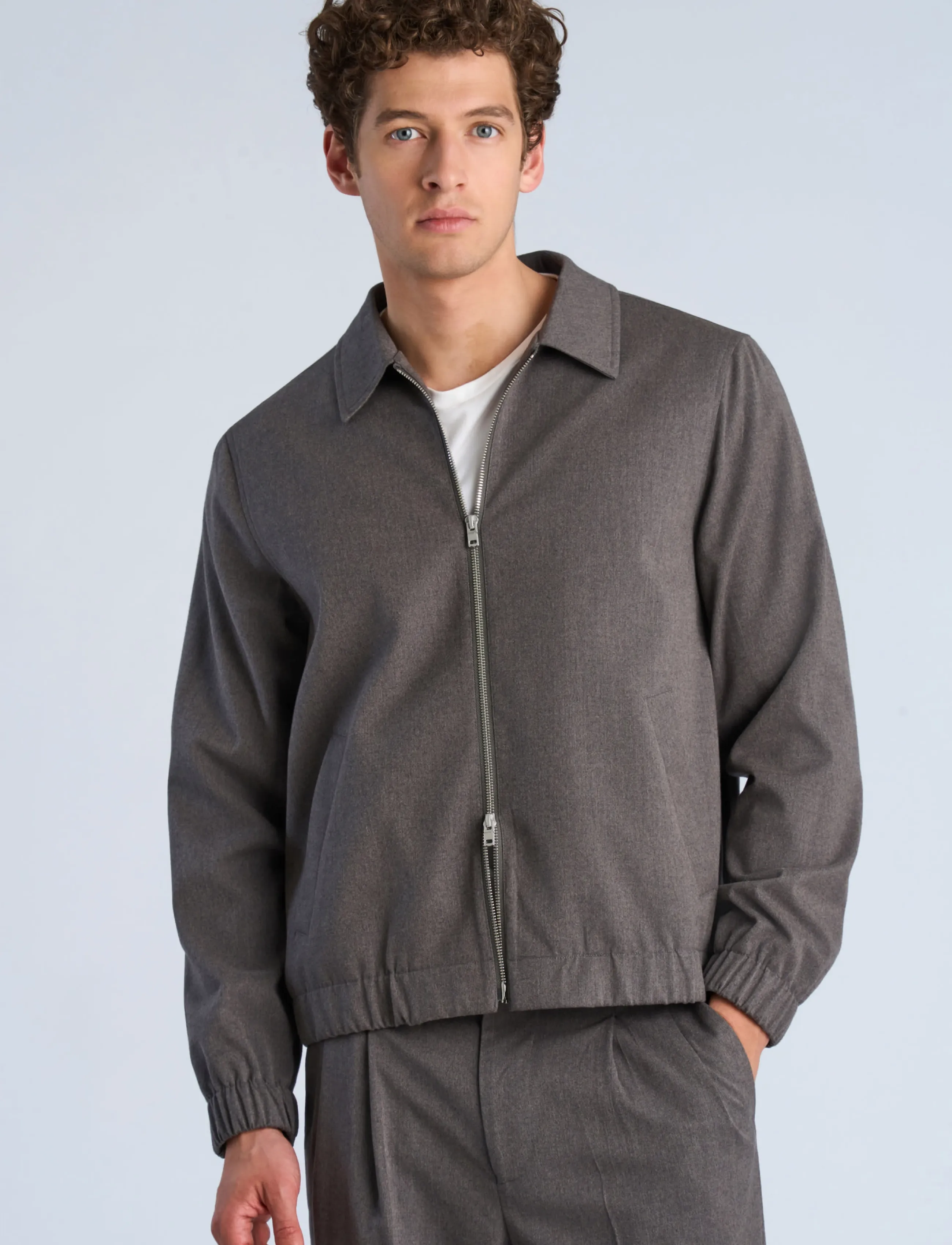 Lindbergh - Lt brushed zip jacket - dk grey mel - 3