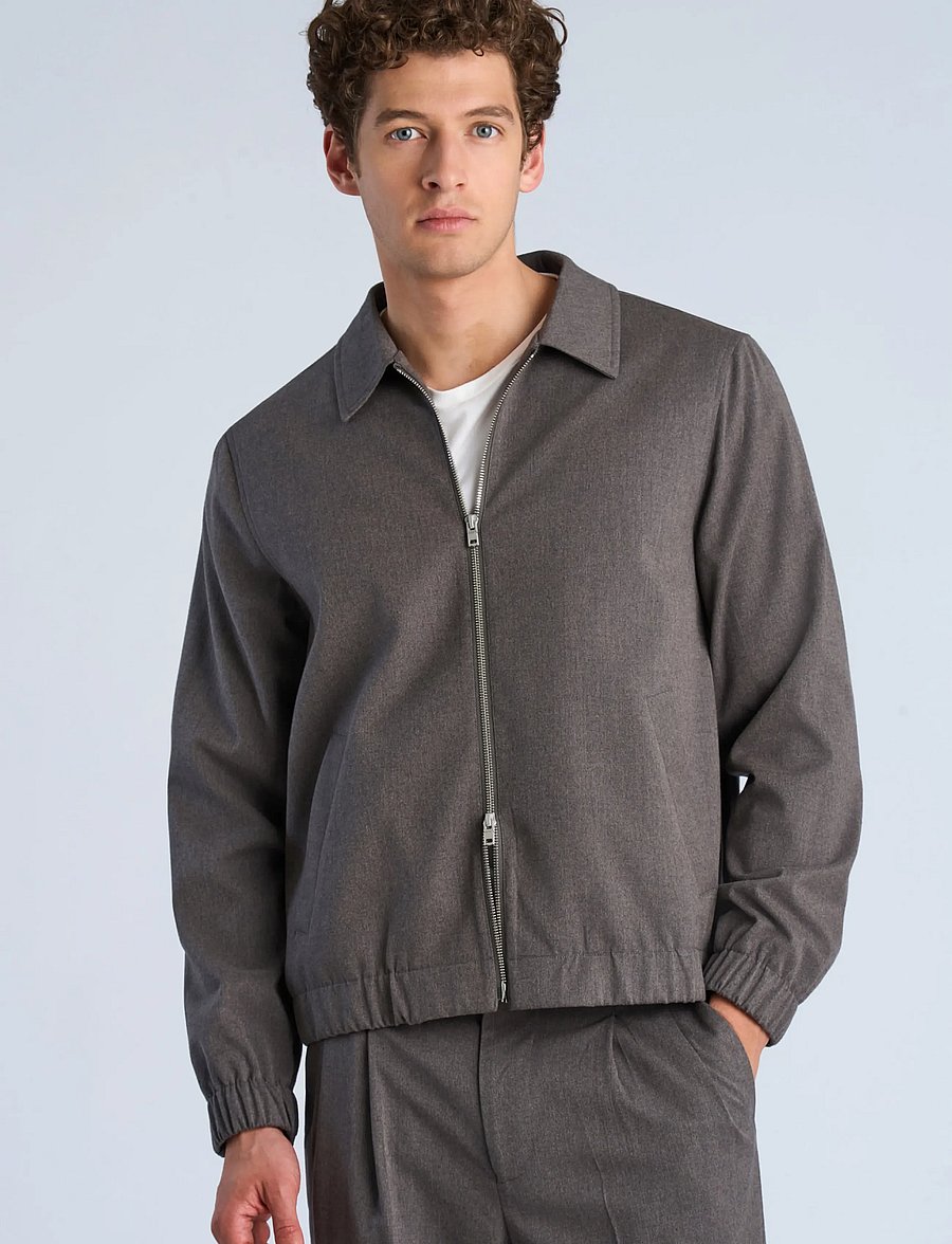 Lindbergh - Lt brushed zip jacket - fall jackets - dk grey mel - 3