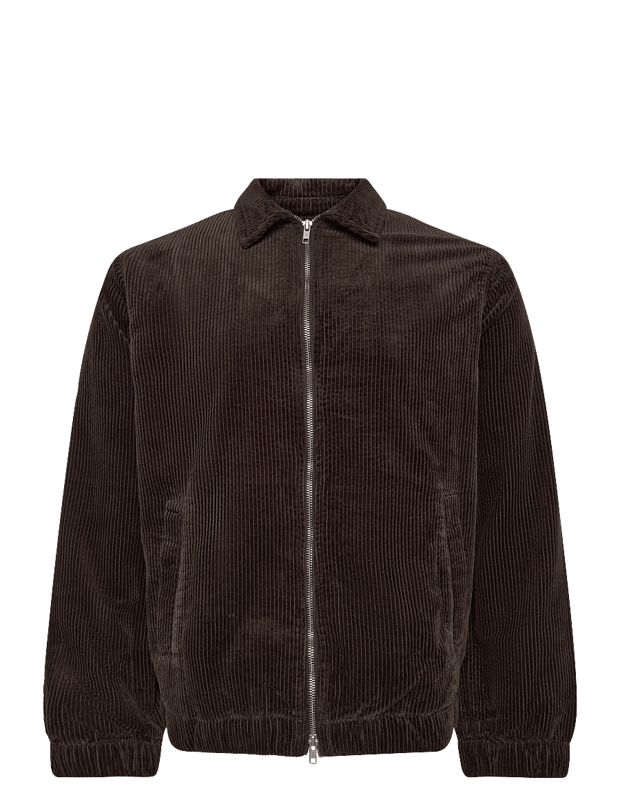 Lindbergh - Seersucker corduroy zip through jacket - herbstjacken - dk brown - 0