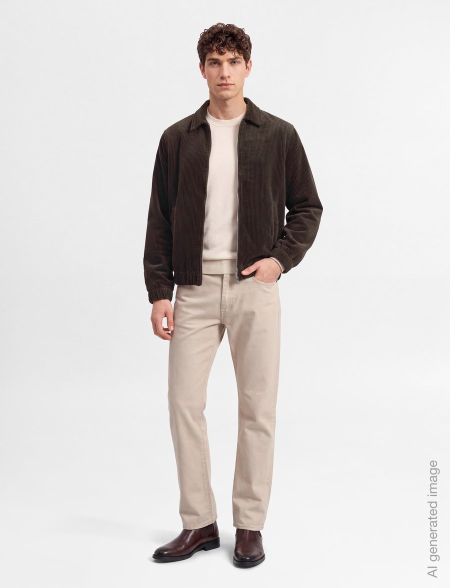 Lindbergh - Seersucker corduroy zip through jacket - Überhemden - dk brown - 0