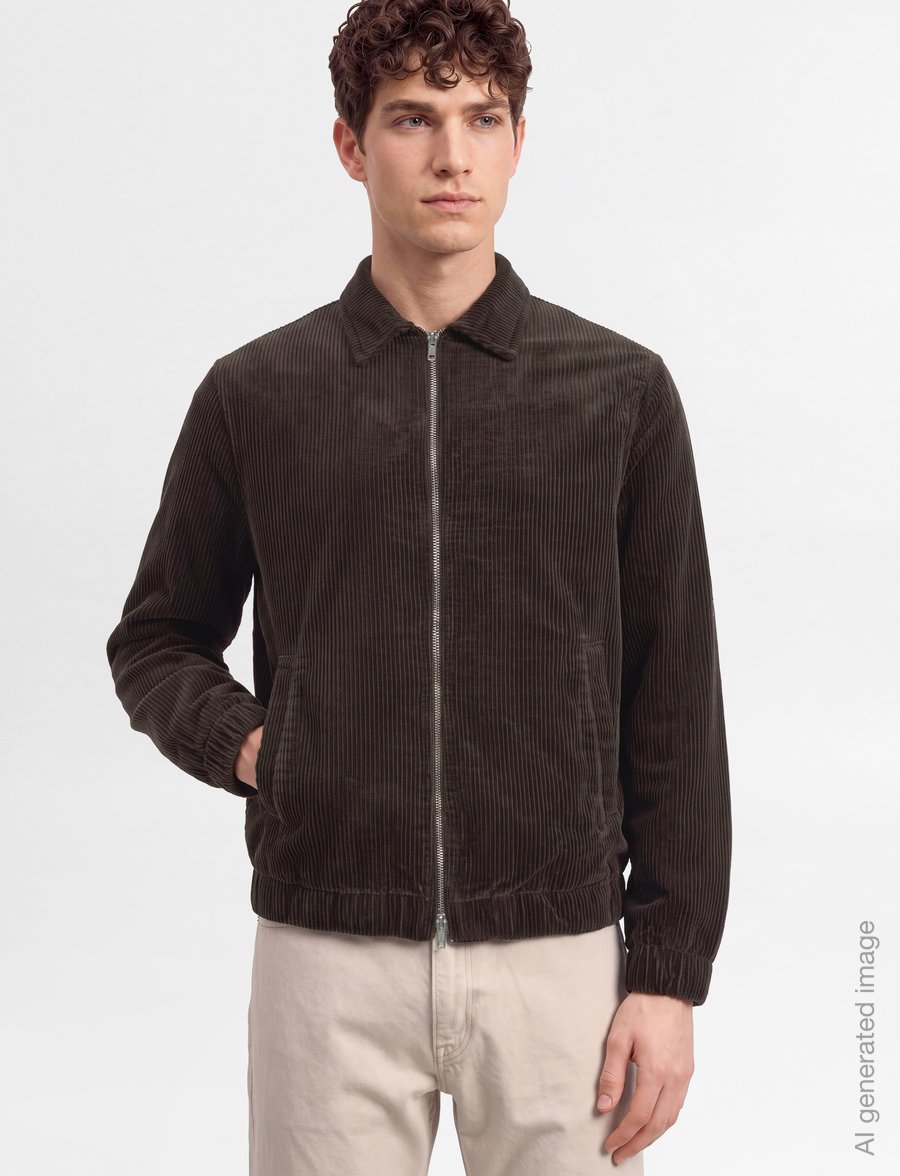 Lindbergh - Seersucker corduroy zip through jacket - Überhemden - dk brown - 3