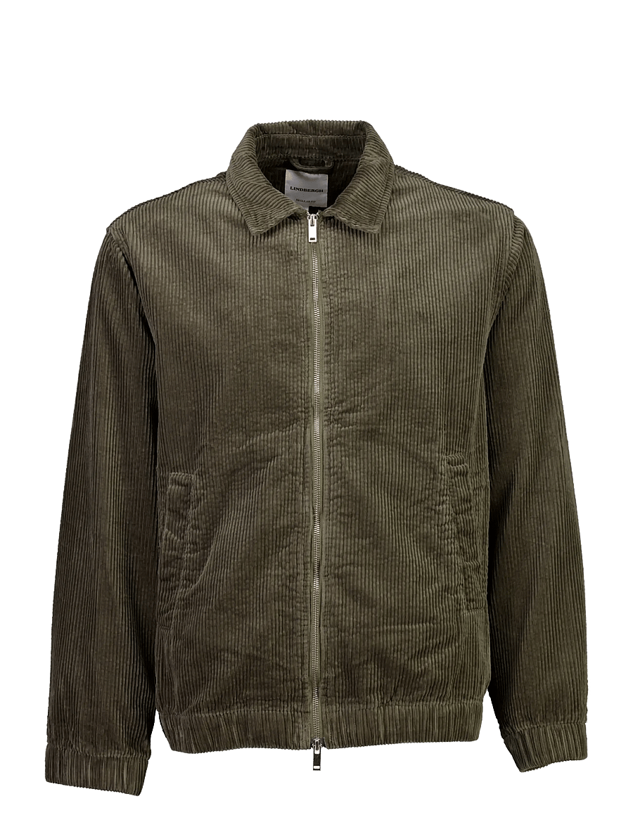 Lindbergh - Seersucker corduroy zip through jacket - höstjackor - dusty army - 1