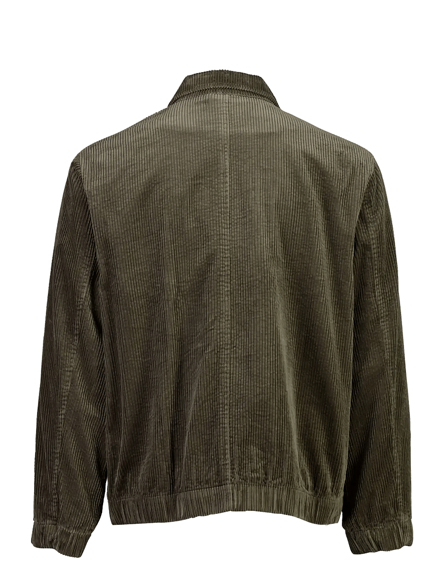 Lindbergh - Seersucker corduroy zip through jacket - höstjackor - dusty army - 2
